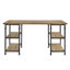 Bureau rustique en bois de peuplier, 4 tablettes ouvertes, style rétro industriel, conception de tablettes à structure en métal, finition