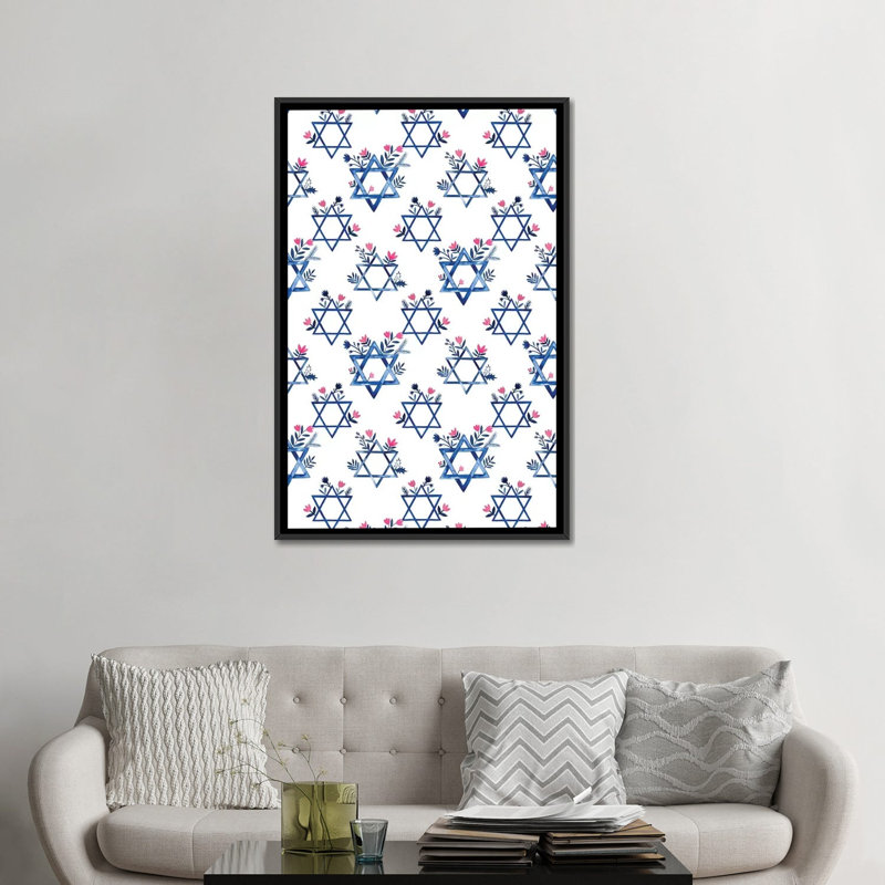 Collection de boho Hanoukka E par Grace Popp-impression d’art graphique, H 48 po x l 32 po x P 1,5 po, Toile avec cadre noir