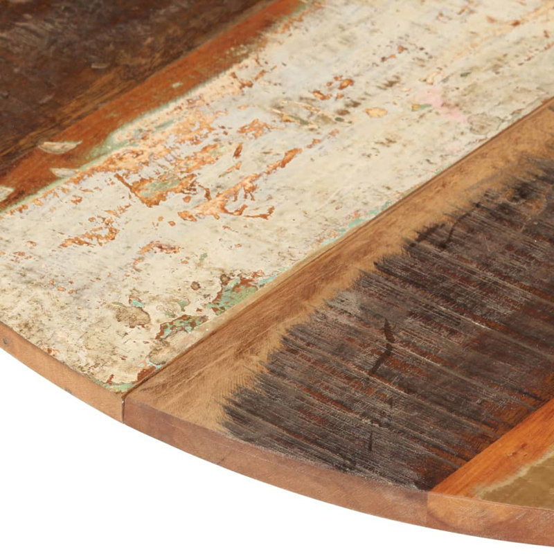 Plateau de table rond en bois massif de manguier, Brun foncé/Ivoire, H 0,63 po x l 27,6 po x P 27,6 po