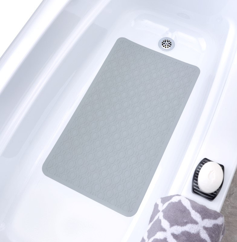 Tapis de douche antidérapant Leona, Gris clair