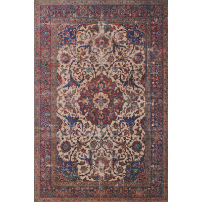 Oriental Sand/Red/Blue Area Rug