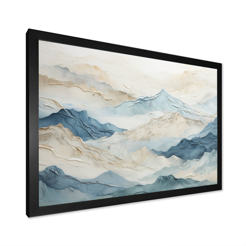 «Minimalisme gris et bleu, brise de montagne - paysage montagneux, reproduction d'art sur toile», H 16 po x l 32 po x P 1 po
