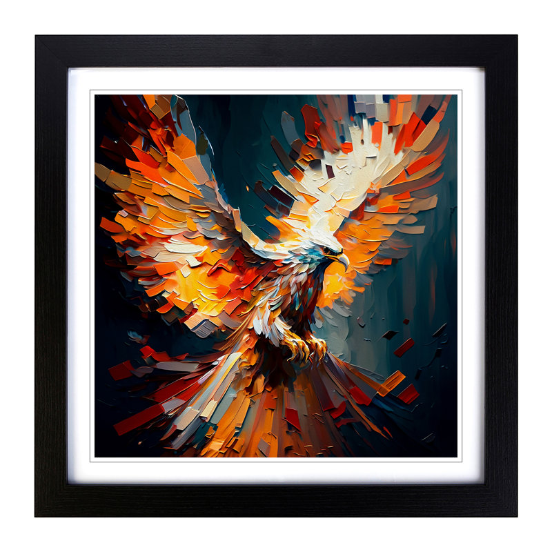 Phoenix Palette Knife No.2 - Single Picture Frame Print on Wood, Black