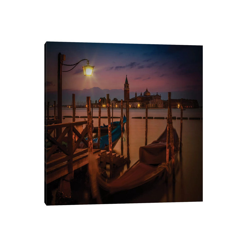 Venice Gondolas During Sunrise by Melanie Viola - Wrapped Canvas Print, 45.72 cm H x 45.72 cm W x 1.91 cm D