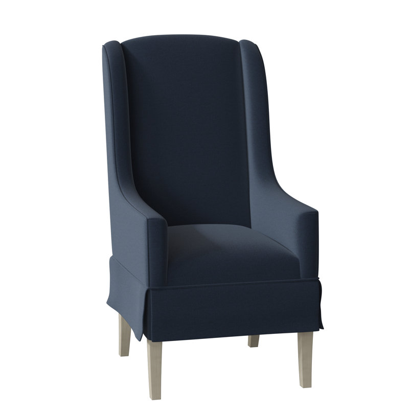 Fauteuil à oreilles rembourré Reed, 8789 Indigo, Noisette