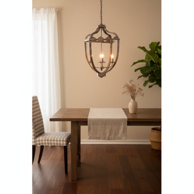 Metal Chandelier With Four Lights Hung By An Adjustable Length Chain, Designed For Kitchens, Dining Rooms, Foyers, And Entry Halls (Bulbs Not Included).