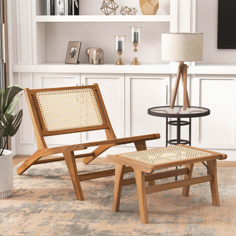 Chaise d'appoint Mid-Century moderne avec repose-pieds
