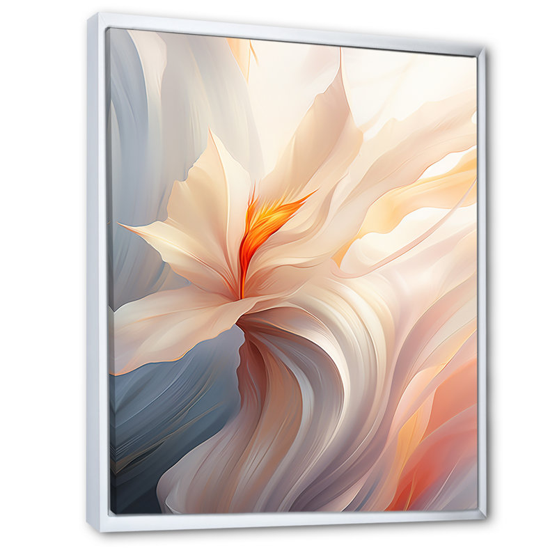 Tendre opulence tourbillonnant blanc bleu clair - imprimé, H 32 po x l 16 po x P 1 po, Cadre flottant blanc