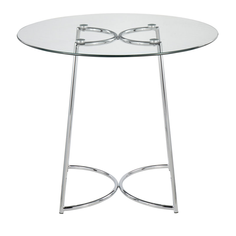 Contemporary/Glam Dinette Table in Steel with Clear Glass Top by LumiSource, Chrome 