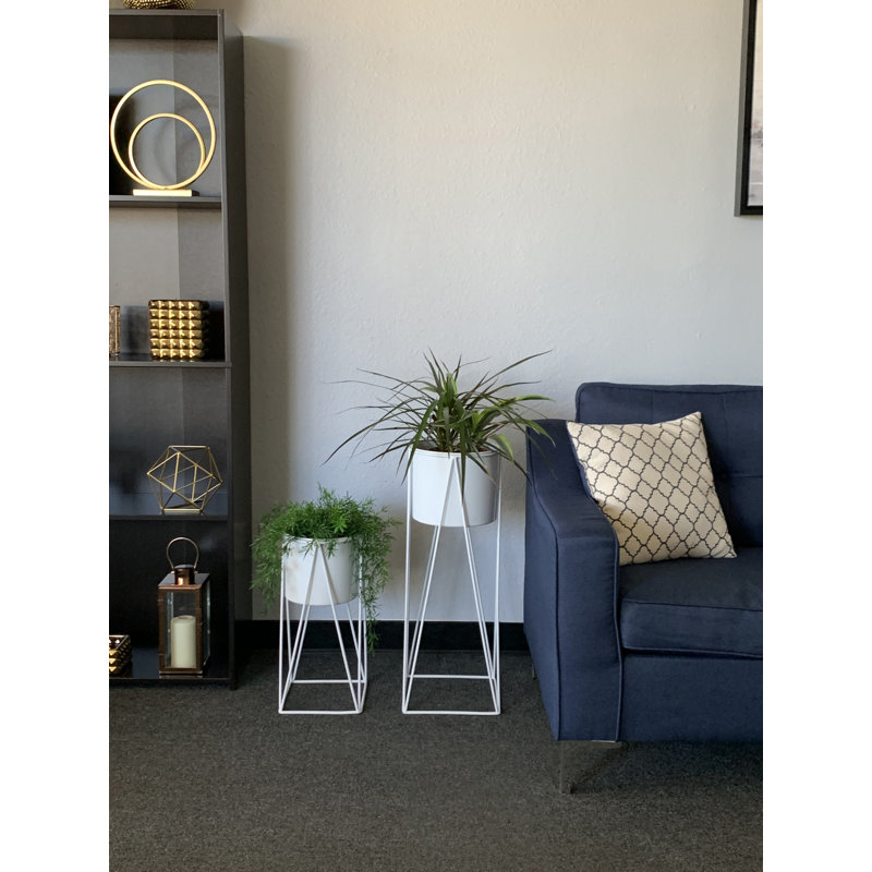 Handmade Metal Pot Planter, White