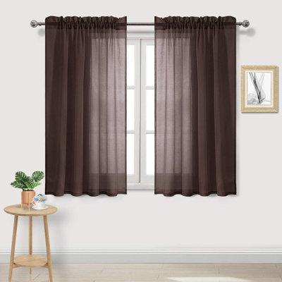 2 Panels White Sheer Curtains, Elegant Rod Pocket Solid Color Window Treatments, Home Decor Voile Sheer Drapes with Light Through for Bedroom/Living Room