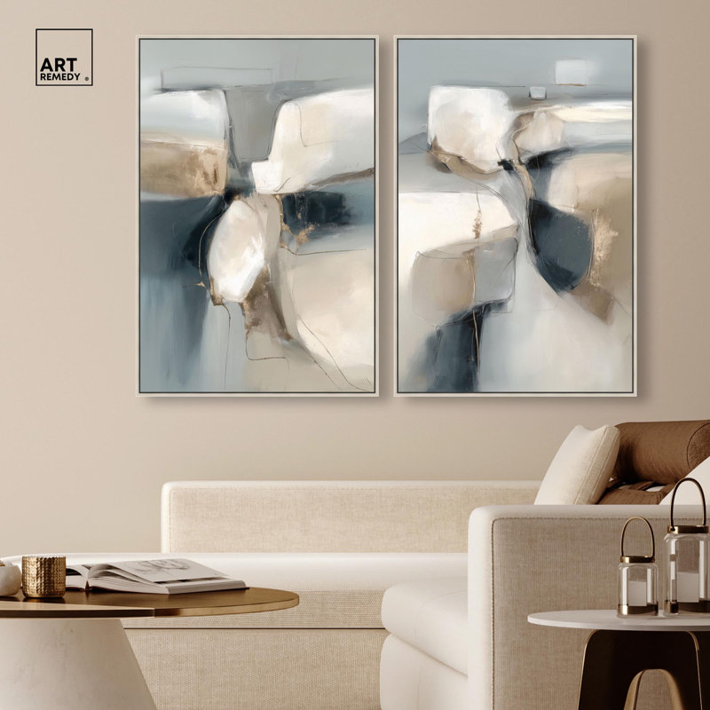 Ensemble de décorations murales abstraites sur toile, "River Stones" par Art Remedy, 36 x 54, H 54 po x l 36 po