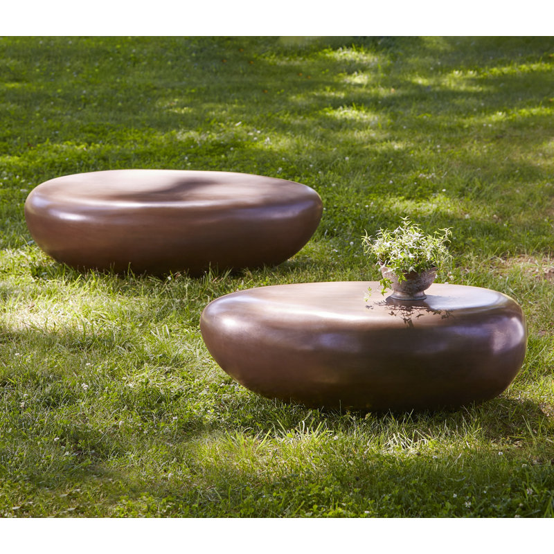 River Stone Solid Coffee Table, 16" H x 54" L x 34" W, Bronze