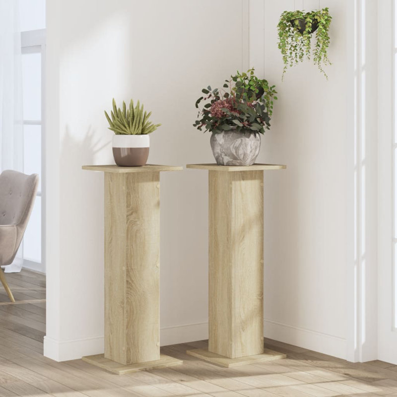  Plant Stands 2 Pcs 11.8X11.8 Engineered Wood, 31.5" H x 11.8" W x 11.8" D, Sonoma/Oak
