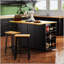 Grand îlot de cuisine de 53 pouces avec 2 tabourets de bar, prise de courant, rangement interne pour porte et 5 roulettes pour une utilisation polyvalente dans la cuisine et la salle à manger-1149643076