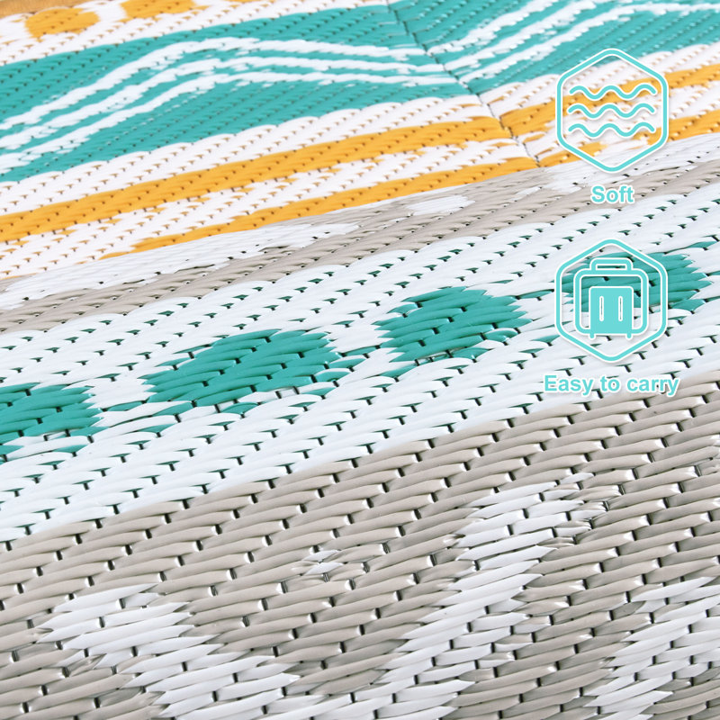 Tapis d'extérieur imperméable et réversible tant pour le patio que pour le camping, Rectangle 9 pi x 12 pi