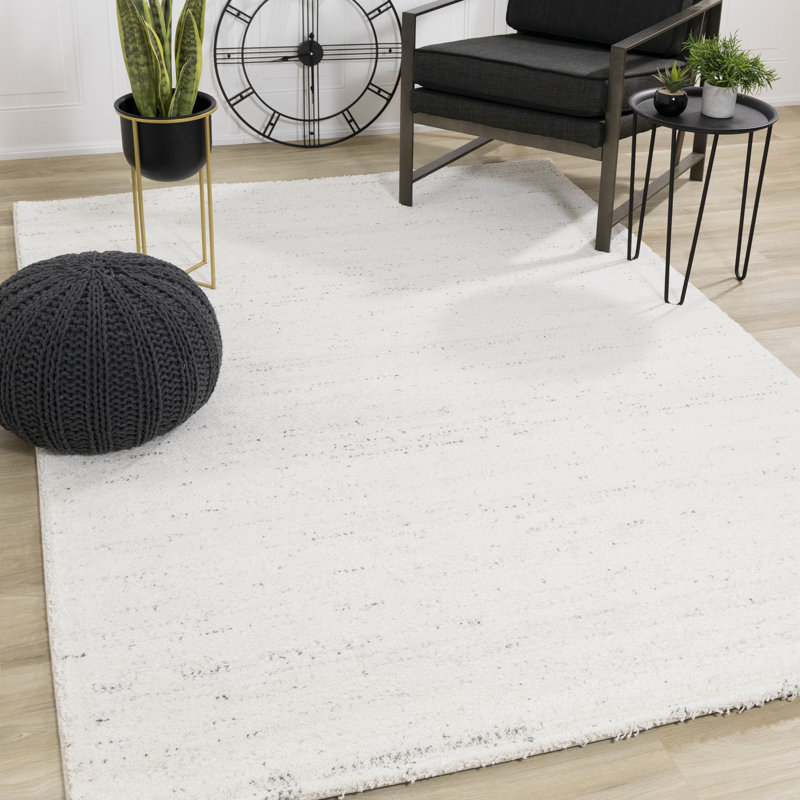 Ahkeelah Soft Neutral White Grey Modern Farmhouse Area Rug, Rectangle 7'10" x 10'10"