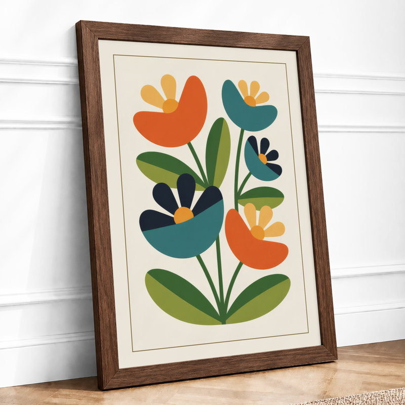 Modern Arrangement Botanical - Framed Print, A4 - 29.7 x 21.0 cm, Walnut