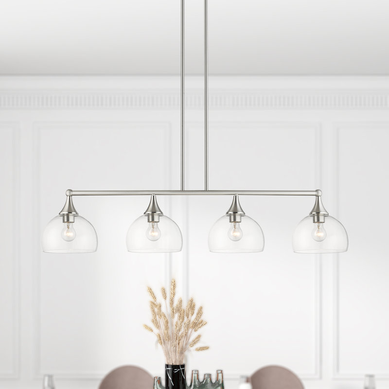 Lustre linéaire moderne à 4 lumières pour îlot de cuisine Gorsuch, Nickel brossé