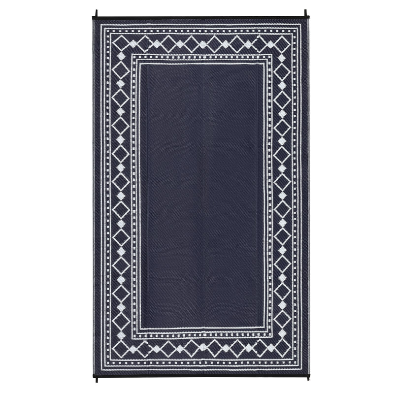 Reversible Outdoor Area Rug 9' x 12' with Waterproof Durable Surface, Foldable Portable Design with Carry Bag for Patio, RV, Camping or Beach Use
