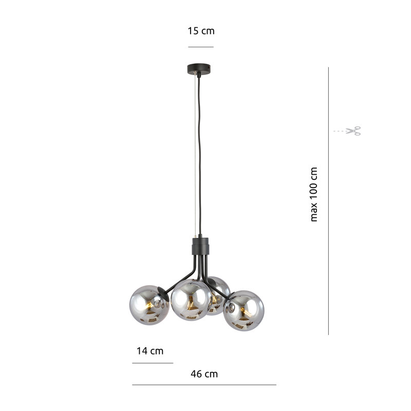 Jelks 4 - Light Black Unique/Statement Pendant, Graphite