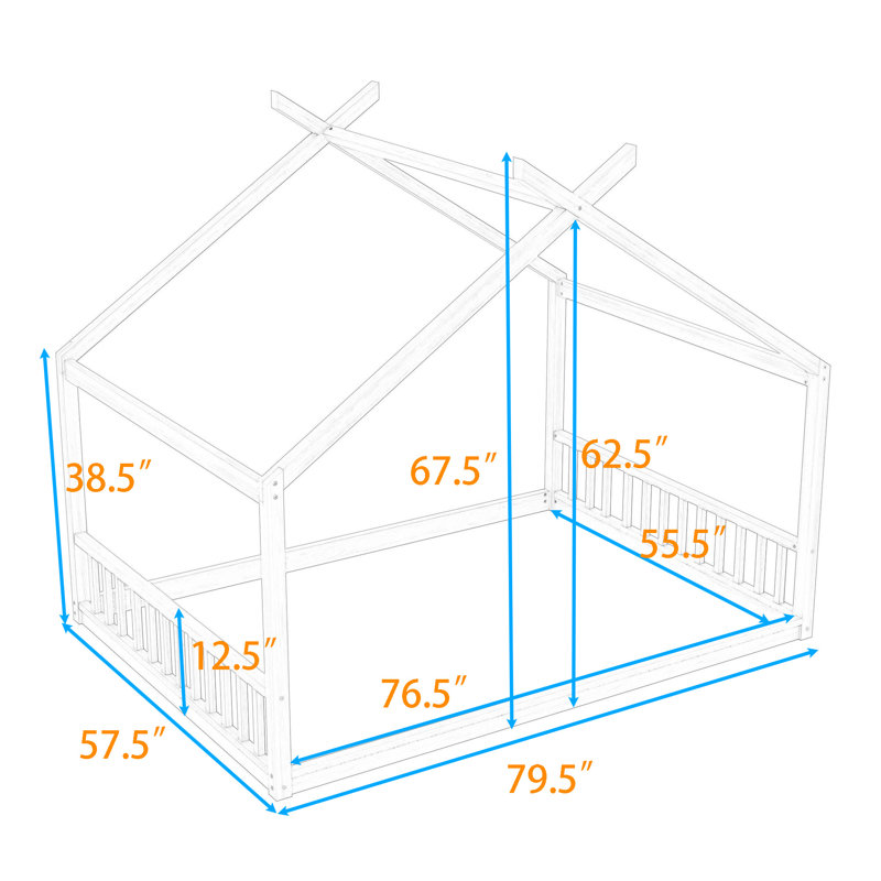 Lit House au design charmant, Double, Blanc