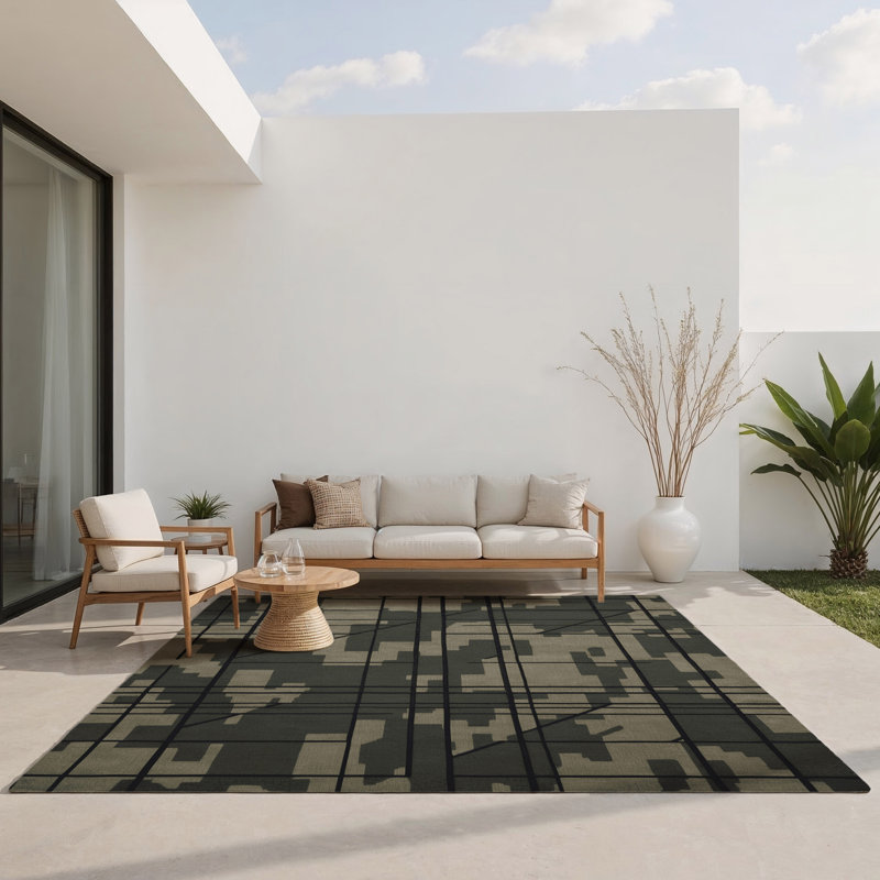 Recon Stripe Indoor And Outdoor Area Rug, Rectangle 9' x 12'
