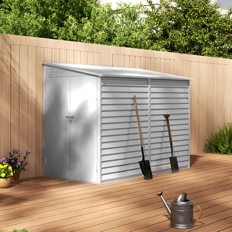 Outdoor Steel Storage Shed, White