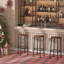 Ensemble de 2 tabourets de bar ronds avec repose-pieds, structure en acier brun rustique