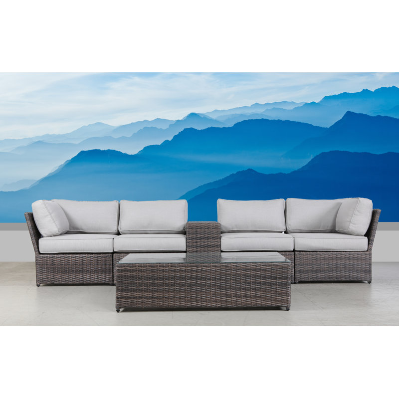 Elodie Wicker Fully Assembled 4 - Person Seating Group with Cushions