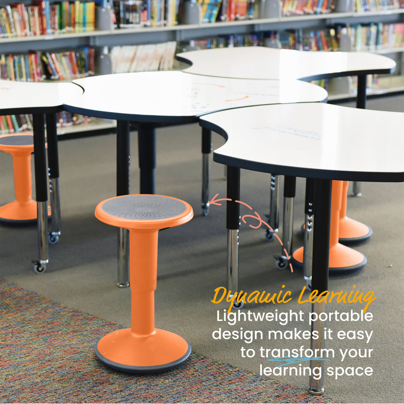 Adjustable Height Orange Wobble Stool with Non-Slip Seat
