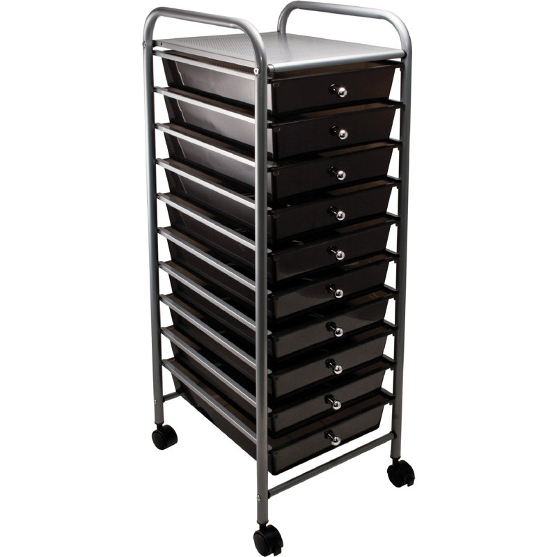 Advantus 10-Drawer Smoke and Matte Gray Rolling Organizer