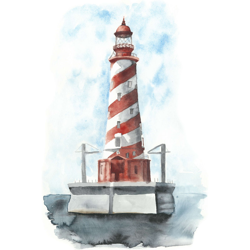 Phare aquarelle IV, H 12 po x l 8 po