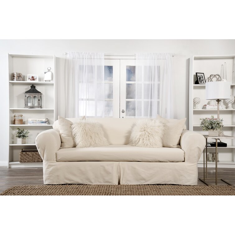 Washed cotton Ruffled 2 piece loveseat slipcover - On Sale - Bed Bath &  Beyond - 33393460