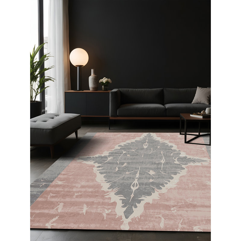 Tapis gris soyeux et moelleux, Carré 5 pi