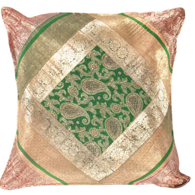 Taie d'oreiller carrée en soie rétro 16 "Sari