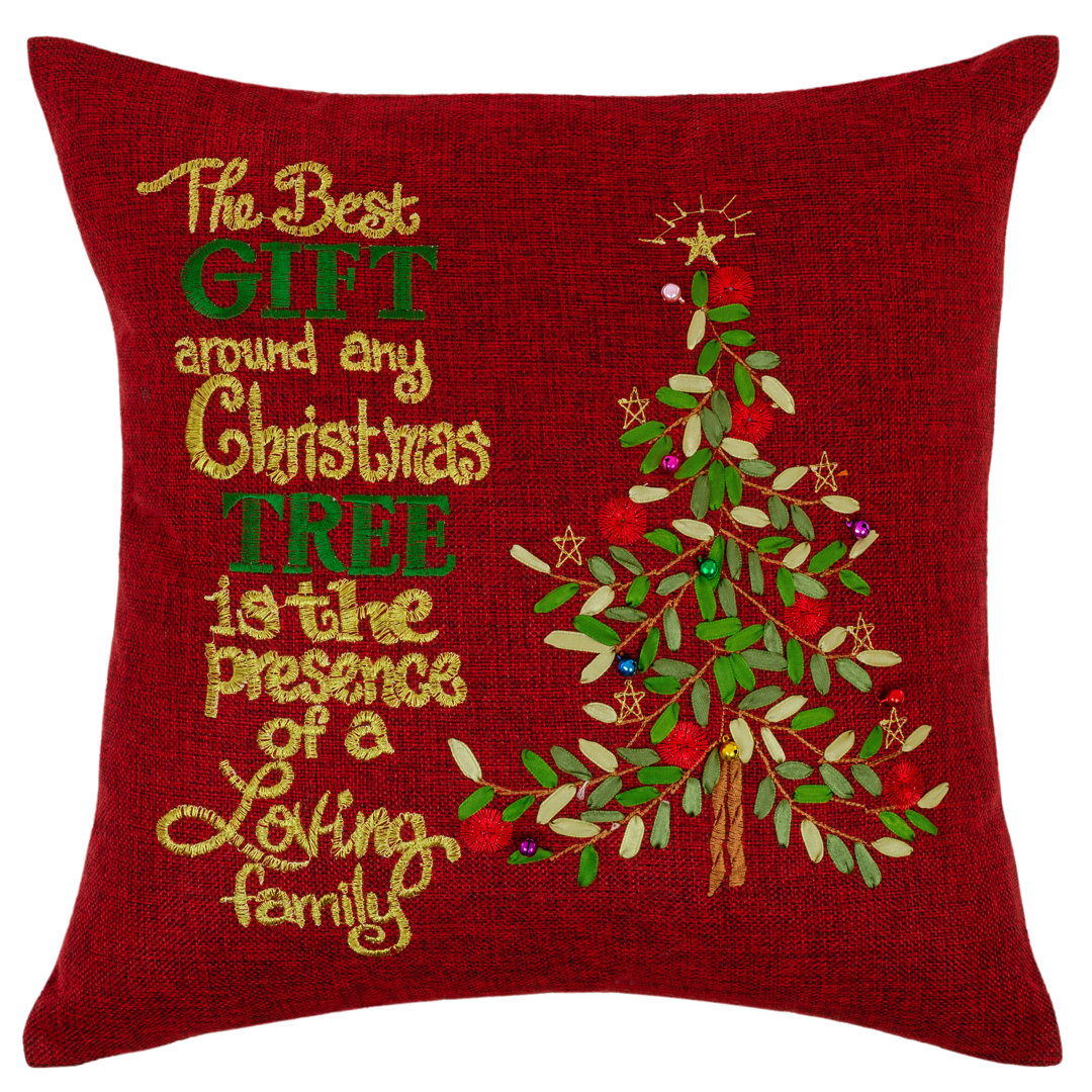 Seasonal Bells Christmas Gift Tree Pillow Cover Violet Linen