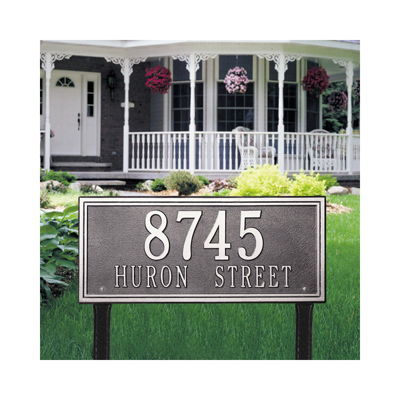Double Line 2-Line Lawn Address Sign, Yes, Bronze and Gold