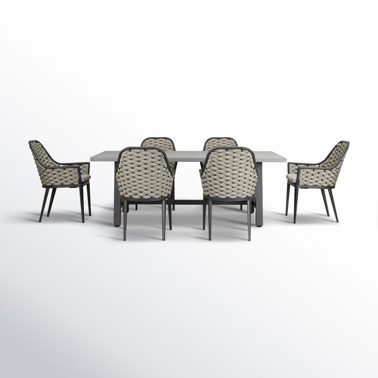 Jianna 39.25'' Rectangular 6 - Person Outdoor Dining Set with Cushions
