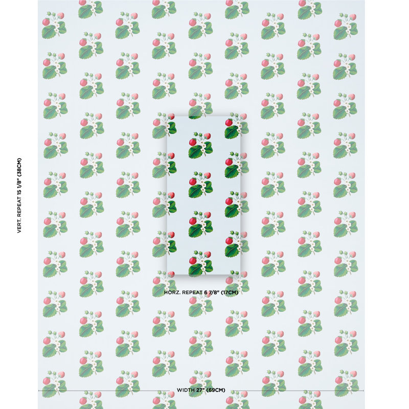Schumacher x Johnson Hartig Strawberry Hill Wallpaper, Blue