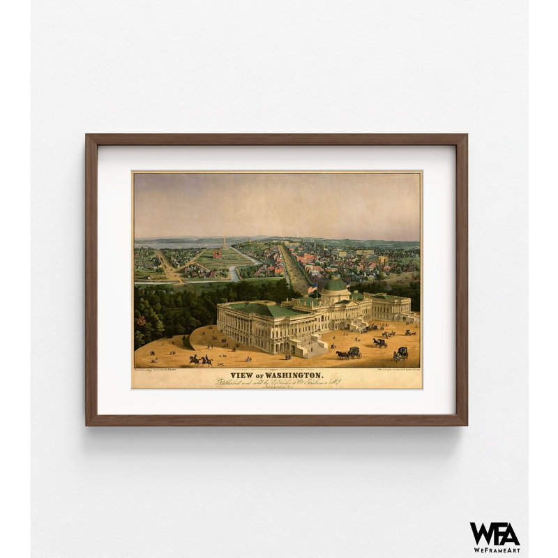 Vue du Capitole à Washington DC, 1852, affiche antique du Capitole des États-Unis, impression ancienne, impression de Washington DC, bureau fédéral