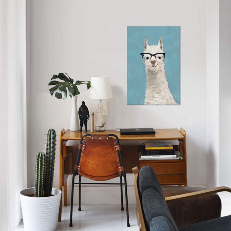 «Llama Specs II», art sur toile, H 12 po x l 8 po x P 0,75 po, Toile tendue, Pas de tapis