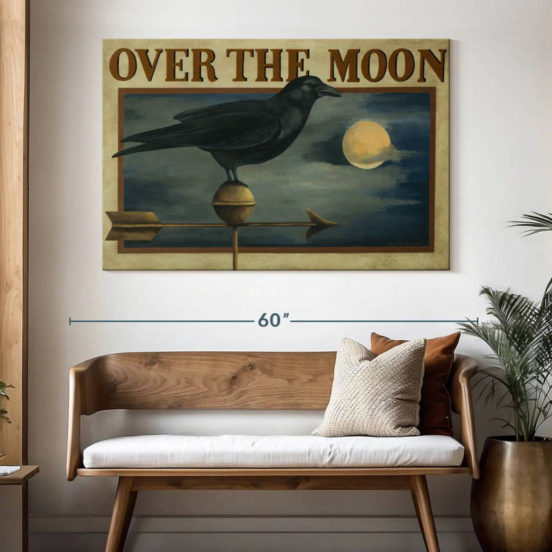Over The Moon Crow Weathervane, 34" H x 51" W