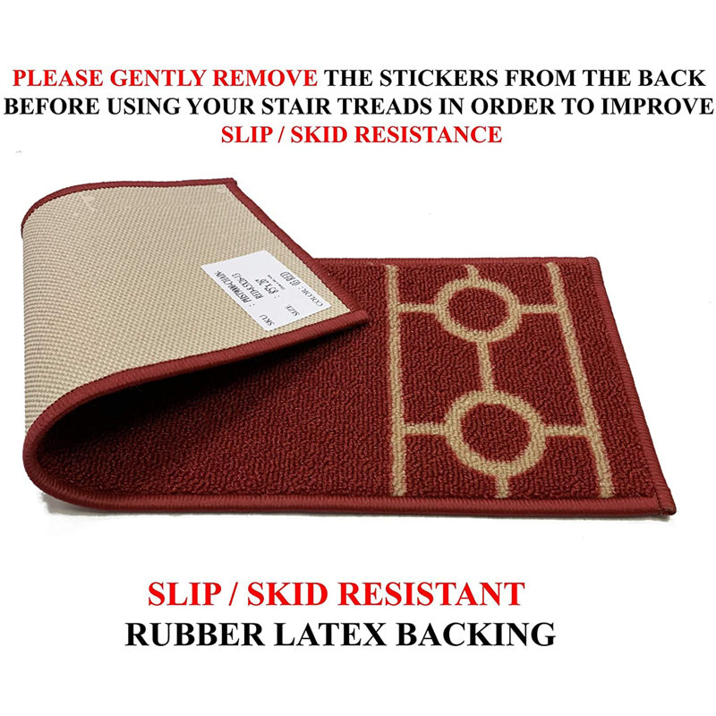 Tapis d'escalier antidérapant lavable à la machine, bordé d'une chaîne de 8,5 po x 26 po, couleurs et options