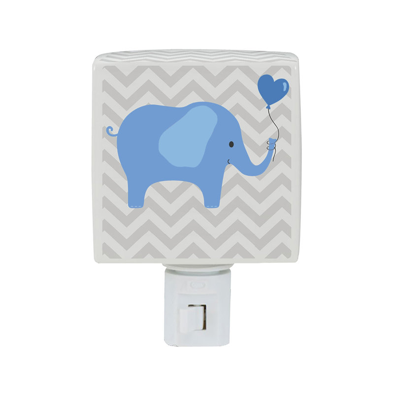Veilleuse éléphant bleu avec nom personnalisé imprimé