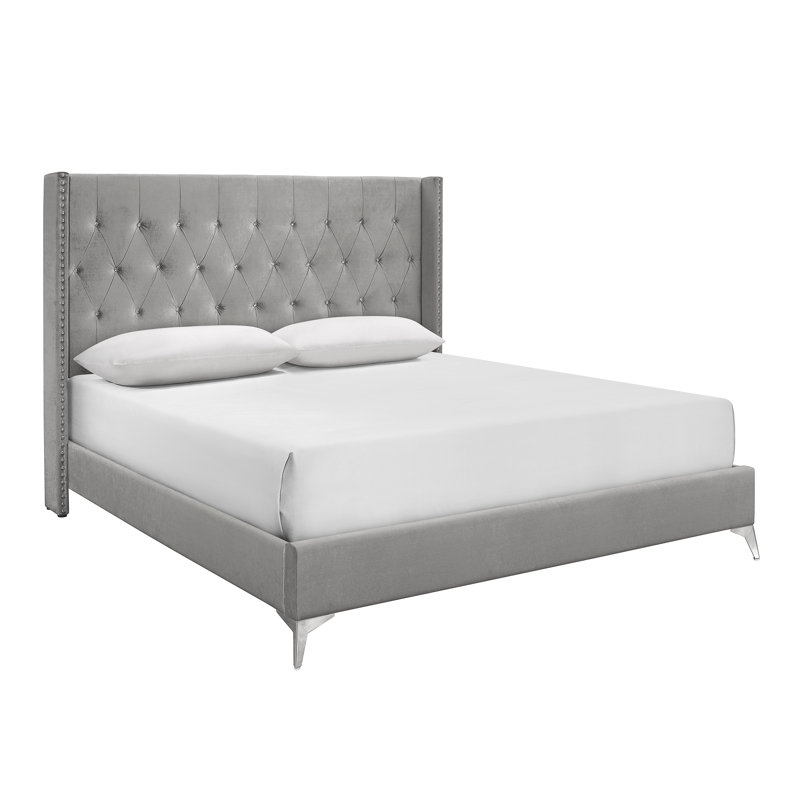 Maxo Upholstered Panel Bed, Gray, King