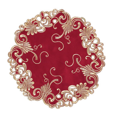 Florida Floral Embroidered Doilies Round Placemats of Chantelle Collection for Dining Table – Valentines Placemats