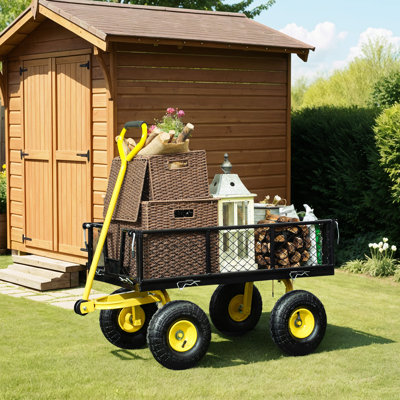Chariot de jardin avec côtés amovibles à convertir en plateau, roues de 10 po