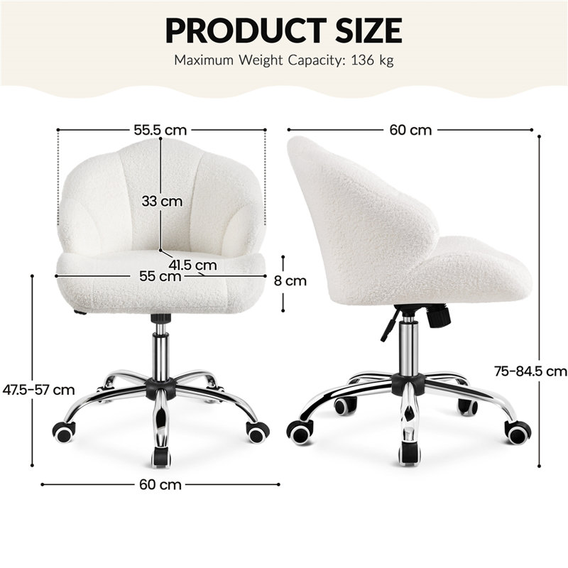 Desk Chair, Polyester Snowy