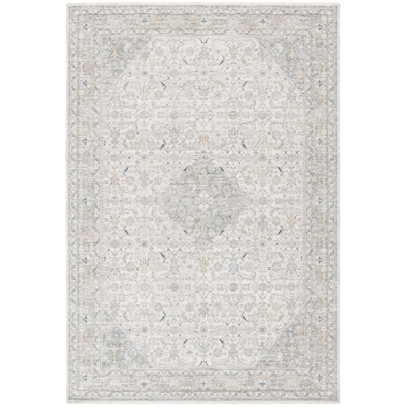 Tapis ivoire / bleu en polyester tissé à la machine Lauren Ralph Lauren 1755, Rectangle 4pi x 6 pi